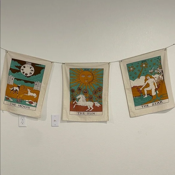 Urban Outfitters Tarot Tapestry Set - The Moon, The Sun, The Star