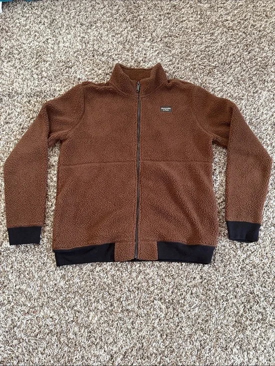 Abercrombie Kids Brown Sherpa Fleece Jacket Size 15/16 Full Zip