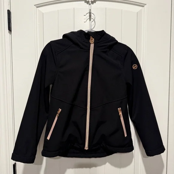 MICHAEL Michael Kors Girl Black Coat with Fur Lining