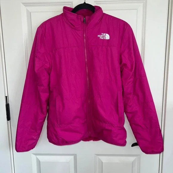 The North Face Girls Reversible Mossbud Zip Up Jacket Pink Size‎ XL(14/16)