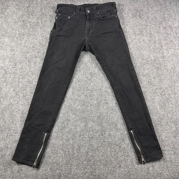 True Religion Mick Slouchy‎ Skinny Mens 30 Black Ankle Zip Denim Jeans
