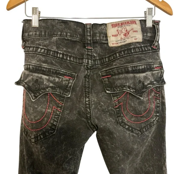 True Religion Men's Black Acid-Wash Slim Straight‎ Jeans size 30X31