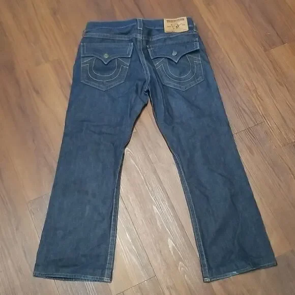 True Religion Jeans Billy 34 waist x 29 inseam Stitch Blue Denim Dark Wash
