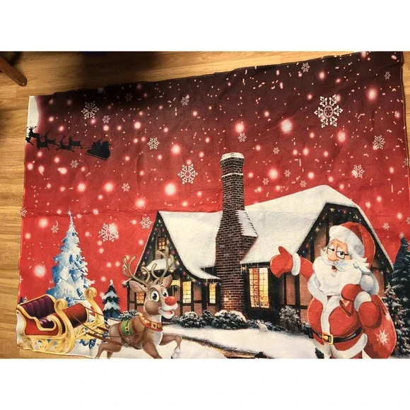 Christmas Red Santa & Deer Rug Kitchen‎ Living Room Floor Mat Pre-Owned