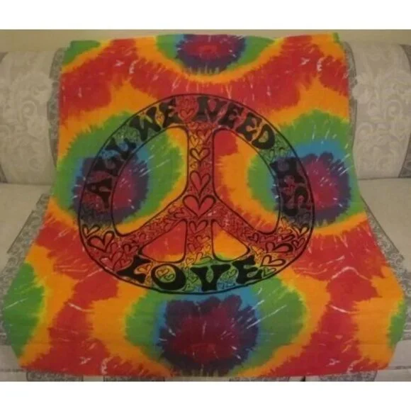 New Tie Dye Tapestry All You Need is Love Peace Sign Wall Hanging ART Decor We