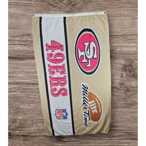 Vintage Miller‎ Lite Time Beer 49ers NFL Flag 60x31 1998 Vanguard Visual RARE