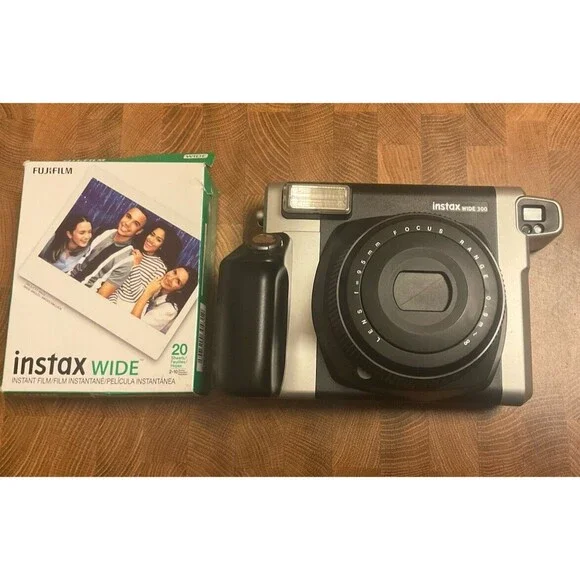 Fujifilm Instax Wide 300 Instant Film Camera Black/Silver PerfectCondition +Film