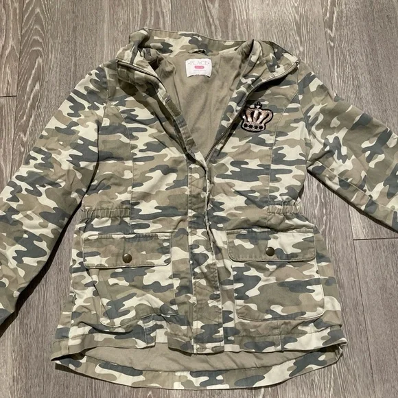 The Children's Place Camouflage Jacket with Crown Patch