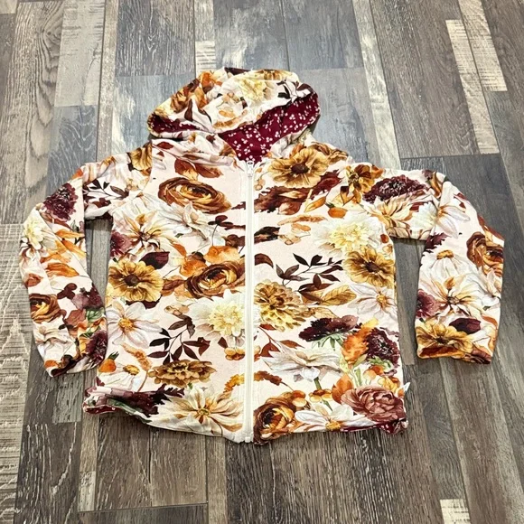 Posh‎ Peanut Kids Floral Puffer Jacket - Cream and Brown