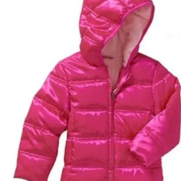 HEALTHTEX INFANT GIRLS HOT PINK SHINY SNOW COAT HOOD BABY SKI JACKET 24M