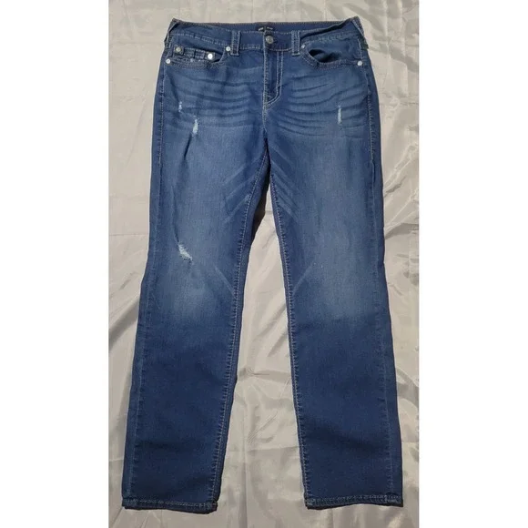 True Religion Geno Men's Relaxed Slim Fit Distressed Straight Leg Jeans‎ Size 36
