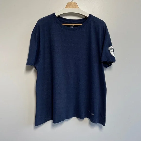 True Religion‎ Mens Large Navy Blue Cotton T Shirt Metallic Horseshoe Logo