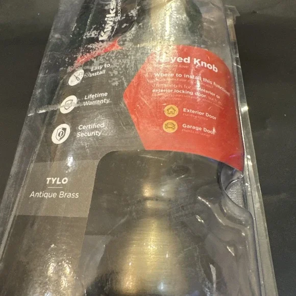 Kwikset‎ Tylo Front Entry Door Knob 94002-827 Antique Brass