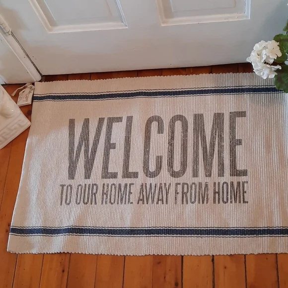 Cotton Woven Rug Doormat Indoor Outdoor Beach Lake House