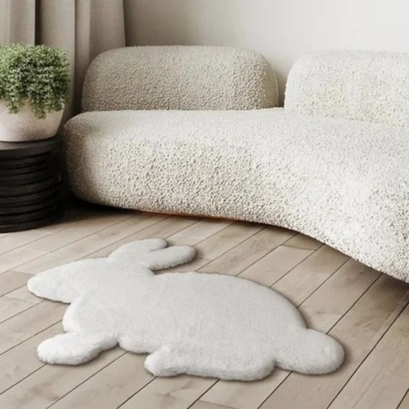 Mon Chateau Faux Fur Shaped Rug, bunny, nwt