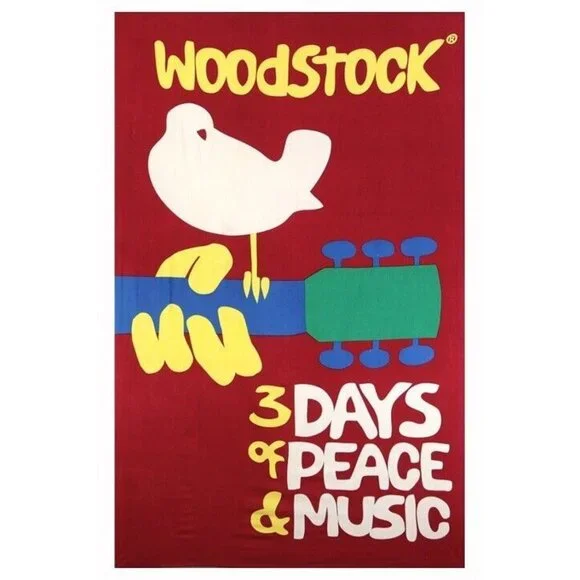 New Large Woodstock Music Fair Sign Peace Gift Tapestry Wall Decor Art 60x90 NIP