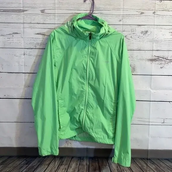 Columbia Youth Jacket Girls‎ YXL Green Nylon Zip windbreaker PAINT STAIN