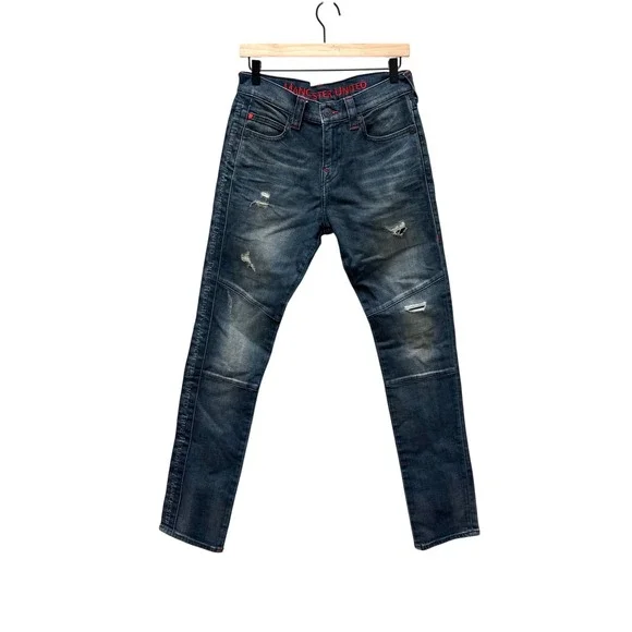True Religion Manchester United Distressed Slim Moto Jeans Dark Wash Mens 30