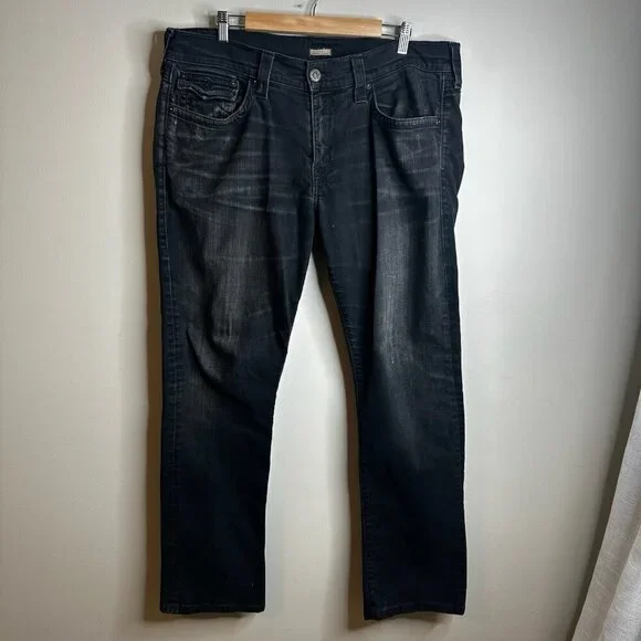 True Religion Ricky‎ Relaxed Straight Mens 38 (actual 40x31) Black Denim Jeans