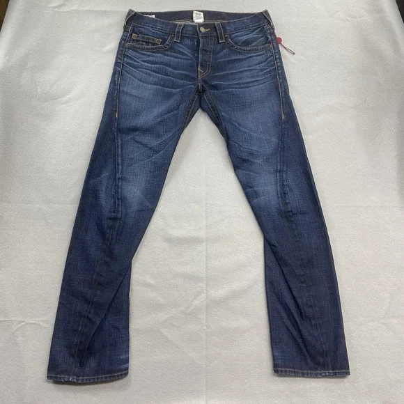 True Religion Jeans Mens 34 Blue Geno Torque Twisted Slim Saratoga Wash USA