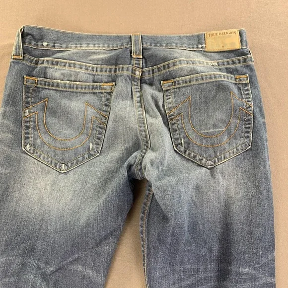 True Religion Ricky Jeans Mens 40x34 Blue Relaxed Straight Leg‎ Denim Made USA