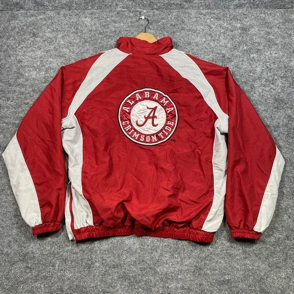 58 Sports Alabama Crimson Tide Mens Large Red Quarter Zip Windbreaker Jacket