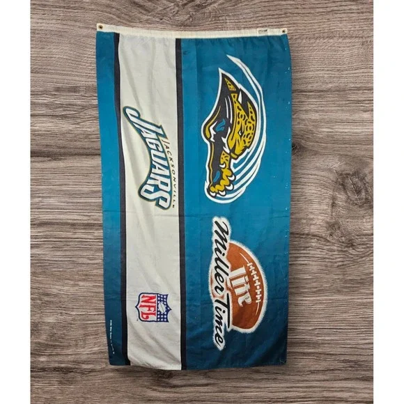 Vintage Miller Lite‎ Time Beer Jaguars NFL Flag 60x31 1998 Vanguard Visual RARE