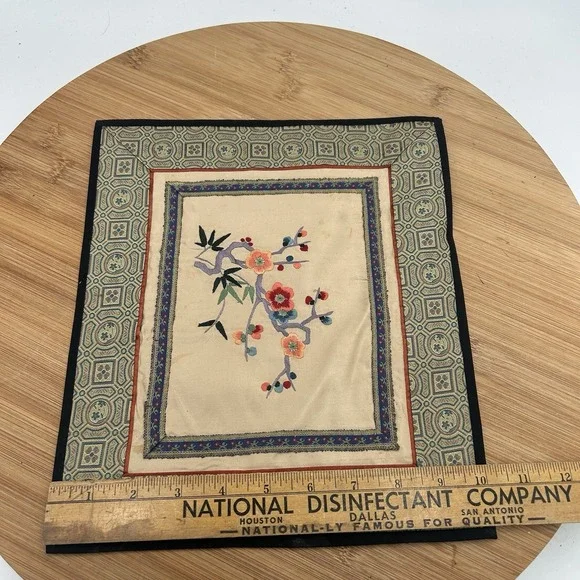 Vintage Chinese‎ Silk Embroidery Frameable Fabric Art Of Flowering Branch