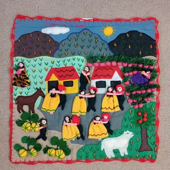 Peruvian Arpillera 3D Applique‎ Folk Art 19