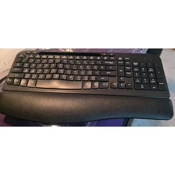 Ergonomic Wireless Keyboard and Mouse Combo with Soft Cushioned Palm Rest