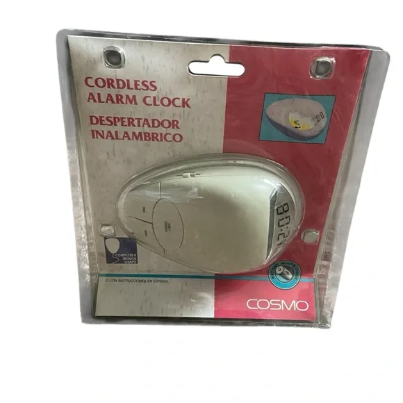 Vintage New In Box Cosmo Cordless Alarm Clock Computer Mouse Shape Battery Power