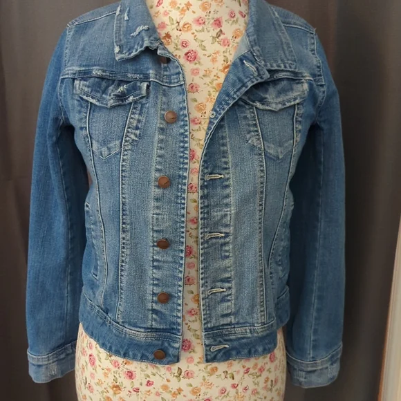 Distressed jean jacket - perfect for layering!