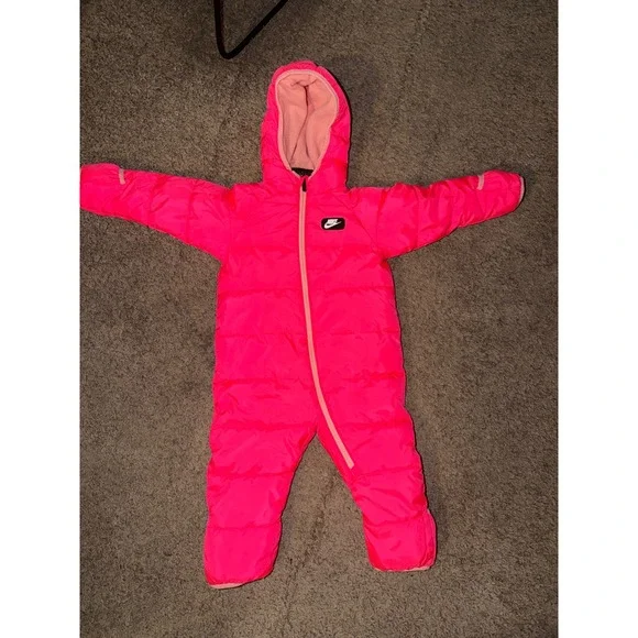 Nike Baby Girls Neon Pink Quilted Puffer Bunting Snowsuit