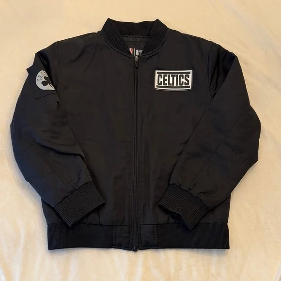 Big Kids Celtics Black Bomber Jacket, sz 14/16