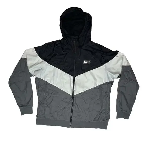 Nike Windrunner Jacket Black Gray White Hooded XL
