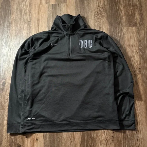 Nike Dri-FIT Mens Large OBU Oklahoma Baptist University 1/4 Zip Pullover Black