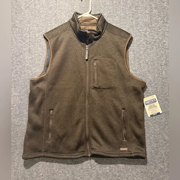 Smiths Workwear Vest Mens XL brown Sherpa lined Sweater Fleece zip pockets NWT