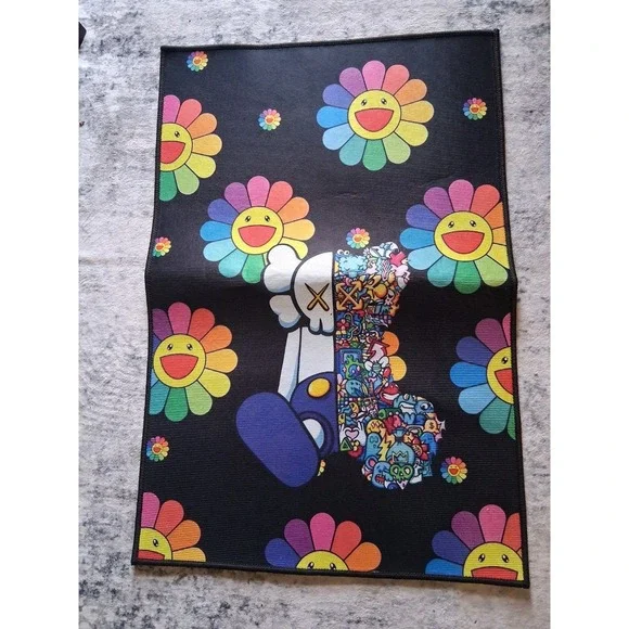 Takashi Mirakami X Kaws Print Area Rug Mat‎ Super Soft Non Slip Custom
