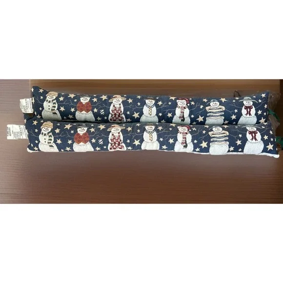 Vintage Christmas Winter Snowman‎ Tapestry Door Draft Stoppers Country Lot Of 2