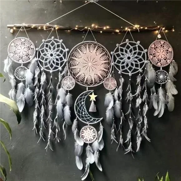 Moon Phase Dreamcatcher Set Boho Wall Decor (Color Flower)