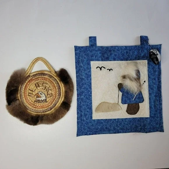 Alaska Native Handmade‎ Fur Weave Quilted Wall Art Hanging Theresa Mike USA Made