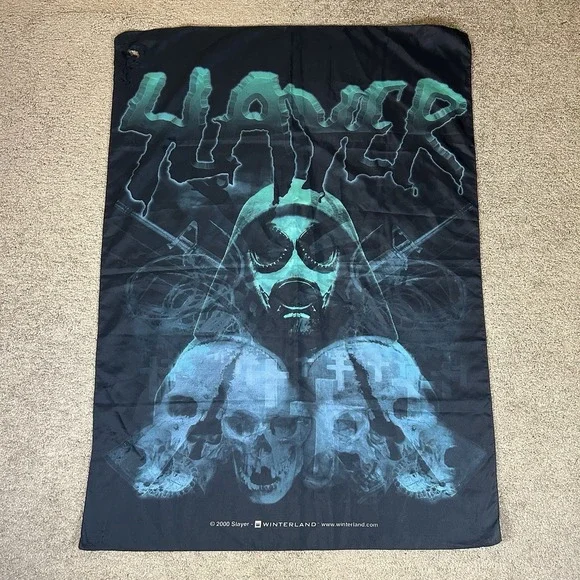 Vintage 2000 Slayer Tapestry Flag Rare Thrash Metal Gas Mask 42x30 Inch Flag