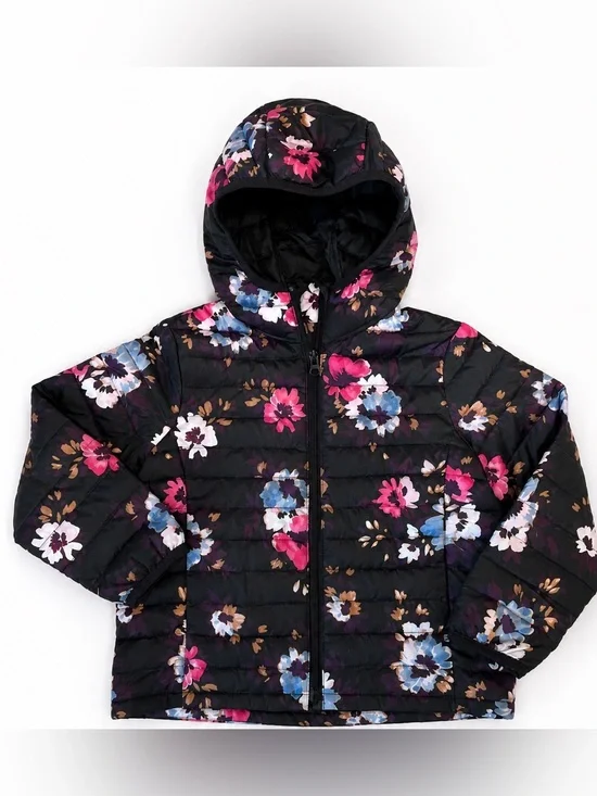 GAP Kids ColdControl Floral Puffer Jacket XS 4-5 Hooded Coat
