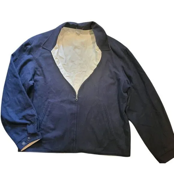 Vintage 1980s Banana Republic Jacket Men's Large Navy Wool Canvas Reversible