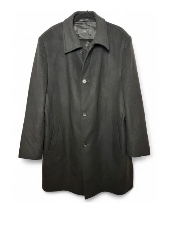 Hugo Boss Mens Black Cashmere Wool Coat Overcoat Size 46R