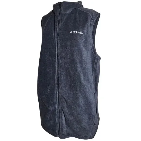 Columbia Black Fleece Full Zip Vest Size Large Tall