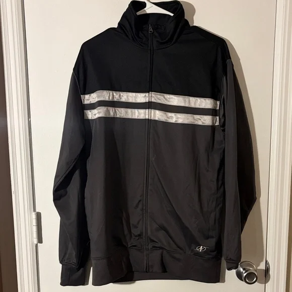 Men's Black and Silver Windbreaker Jacket