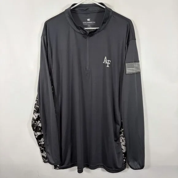 Air Force Falcons Colosseum 1/4 Zip Pullover Mens 2XL Gray Operation Hat Trick