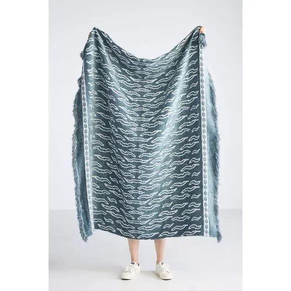 New Anthropologie Jacquard Chenille Roseto Throw Blanket Size 50