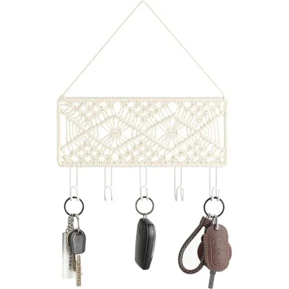 Small Decorative Macrame Key Holder Boho Home Decor